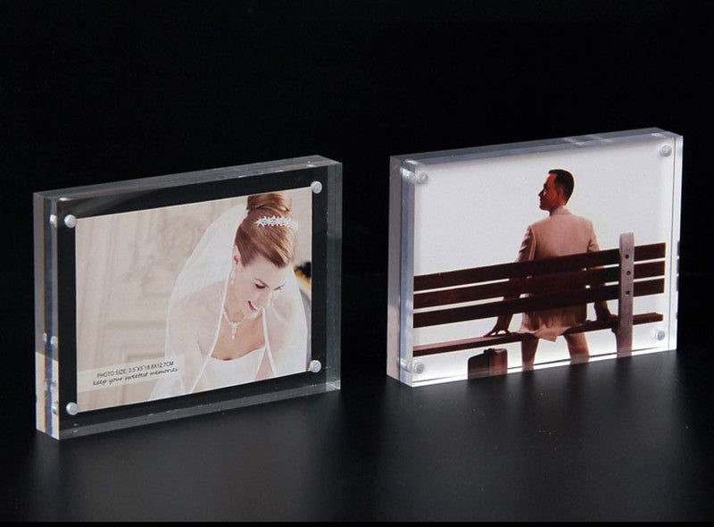 Yakri Clear Acrylic Photo Frame,Magnetic Perspex Picture Holders Table Standing Double Side Displays (2.5x3.5) - Image 4